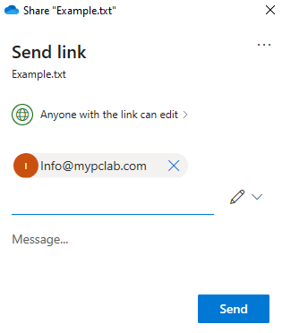 OneDrive Send Link