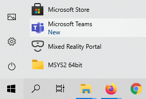 Microsoft Teams Start Menu