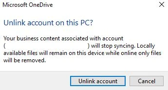 Unlink Account - OneDrive