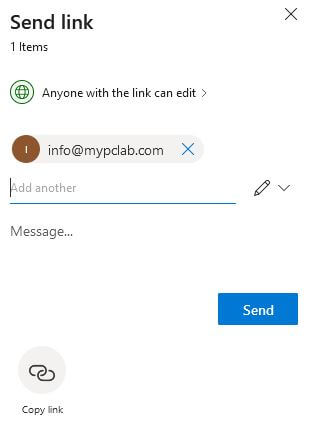 OneDrive Send Link
