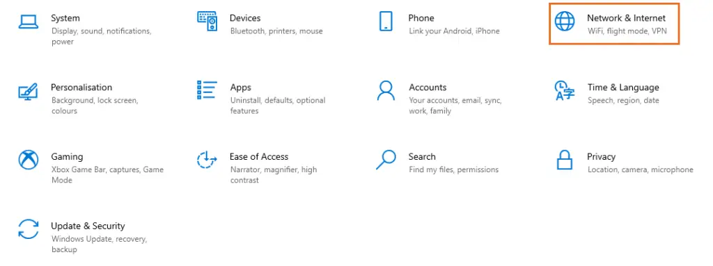 network password settings