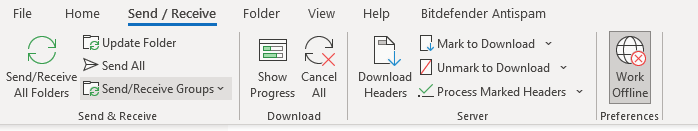 Outlook work offline