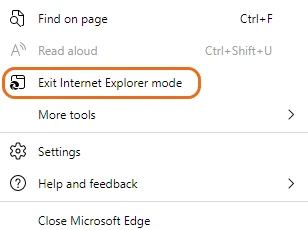 Exit Internet Explorer mode