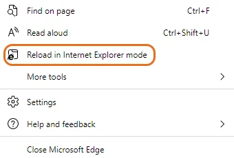 Reload in Internet Explorer mode