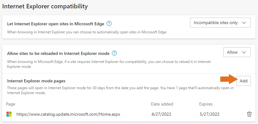 Internet Explorer Mode Pages