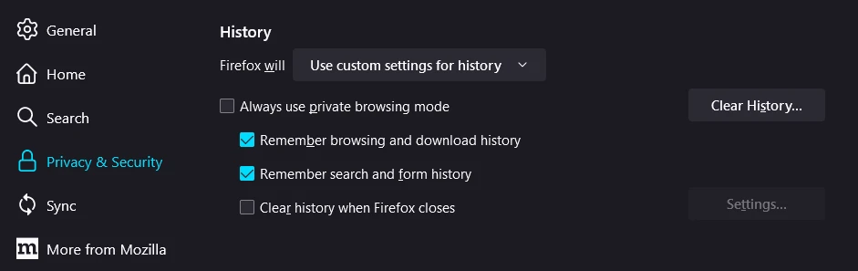 Mozilla Firefox History